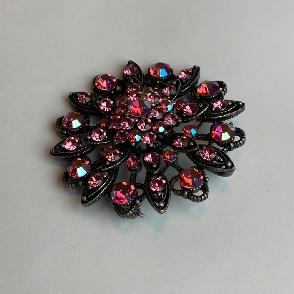 Vintage Pink Rhinestone Brooch
